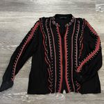 ZARA Embroidered with Ruffles Black and Red Women's Top Size XL (*or Large) Photo 3