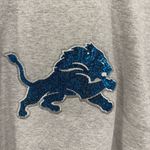 NFL Detroit Lions sweater!!  Gray Sweatshirt with blue sequin glitter lions logo! Photo 1