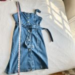 H&M Blue Denim Midi Dress Button Front Belted NEW 10 NEW NWT Photo 4
