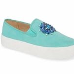 Karl Lagerfeld  Ryann Seafoam Suede Embellished Sneakers size 7.5 Photo 1