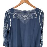 Sundance Palace Tunic Slate Blue Beaded Embroidered size M Medium Elbow Sleeve Photo 5