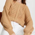 Free People  Tan Cable Knit Sweater Photo 0