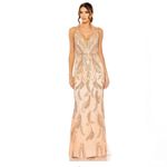 Mac Duggal  6015 V neck Sequin Embellished Gown Apricot Pink size 14 Photo 9