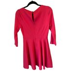 Kate Spade  Solid Pink Fit & Flare Mini Dress Boatneck 3/4 sleeve Photo 5