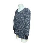 Flax Black Purple Floral Print Corduroy Top Size Medium Photo 3