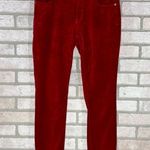 Pilcro and the Letterpress Luxe Red High Rise Skinny Velvet Jeans Size 26 Photo 2