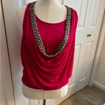 Jennifer Lopez NWT! Fuchsia Drape Tank with Silver Embellishments size M Photo 3