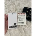 Moschino LOVE Black Vegan Leather Gold Heart Studded Full Zip Wallet Red Inside Photo 12