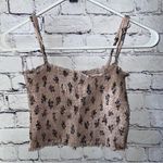 Brandy Melville Light Pink Smocked Floral Crop Top Photo 2