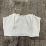 Princess Polly Elevate Crop Top White Pearl Embellishment Women's 6 Beach Zip Photo 1
