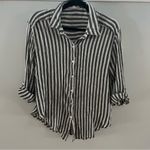 Jane and Delancey  Blouse,Striped Size Large. Roll up sleeve button option! Photo 1