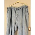 Woman Within  Blue Chambray Pull On Wide Leg Crop Pants Women’s Size 28W Tall Photo 2