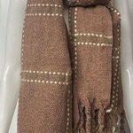 Maurice's  Scarf Womens Sweater Knit Fringe Rust Cream Soft One Sz 25”x 74” Photo 0