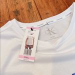 Calvin Klein 💚 NWT Soft Crew Neck Rolled Sleeve Graphic Logo T-Shirt Size S Photo 2