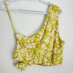 Free People Carmen one shoulder yellow tropical cropped tie blouse top size S Photo 5