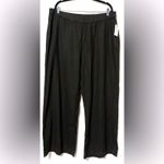 Caslon  Linen Blend High Waist‎ Wide Leg Pants Black XXL Pull-On Sustainable EUC Photo 3