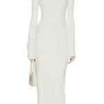 ETERNE Long Sleeve Crewneck Maxi Dress in Cream XLarge New Womens Long Column White Size XL Photo 0