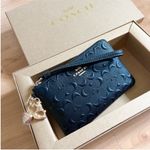 Coach  CF358 Boxed Corner Zip Wristlet In Signature Leather Debossed Photo 5