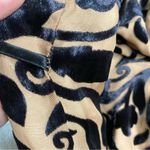 Hale Bob Vintage  Small Silk V Neck Velvet Burnout Tie Shoulder Black Brown Dress Photo 9