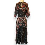 Vintage 70’s Chessa Davis USA Black Floral 2 Piece Long Maxi Dress sz 4 Women's Photo 1