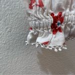 ZARA  Floral Print Linen Blend Square Neck Puff Sleeve Cropped Blouse Size S Photo 7