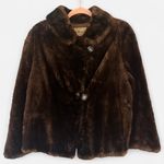Vintage A. Duquette Chocolate Brown Faux Fur Cropped Jacket 90s French Girl Chic Photo 7