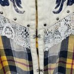 Gimmicks by BKE  Flannel Western Shirt Womens Medium‎ Yellow Blue Plaid Cotton Photo 4