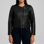 ALC Frank A.L.C. Black Leather Asymmetrical Zip Jacket Leonardo Photo 7