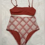 Aerie  Swimwear Woman’s Peach High-Rise Bikini Set Size Small Top & Medium Photo 0