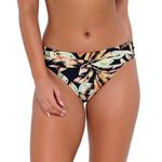 Sunsets Escape Retro Retreat Black Tropical Floral Print Foldover Bikini Bottoms Size M Photo 0