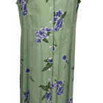Vintage Hawaiian Maxi Dress Womens 12 Rayon Green Purple Hibiscus Print Beachy Photo 0