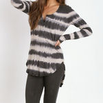 Free People  Shiny Slub Radical Tunic Oatmeal Combo Long Sleeve Button Front Top Photo 0