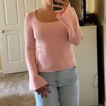 Princess Polly Flare Sleeve Pink Ribbed Long Sleeve Shirt Photo 1