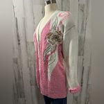 Vintage‎ cardigan floral bloomcore 90s 80s unique medium knit barbie core Pink Photo 11