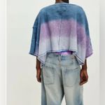 We The Free  People After Midnight Cotton Slouchy Tee Ombré Blue Combo $78 M Photo 2