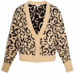 For Love & Lemons  Leopard Print Cardigan in Cream and Black Photo 0