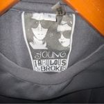 Young Fabulous and Broke Bella Faux Fur Ballon Sleeve Oversized Grey Sweatshirt Photo 5