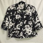 Dress Barn Woman’s  3/4 sleeve Black White Floral Button Front Jacket sz 16W NWOT Photo 0