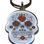 Unbranded Day of the Dead Sugar Skull Keychain One Size White Multi Photo 0