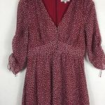 Madewell  Starviolet Red Ruched Sleeves Mini Dress Ditsy Flowers Size 2 Photo 9