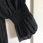 7 For All Mankind Silk Off Shoulder Smocked Top Blouse Silk In Black Photo 6