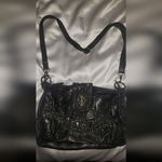 Gothic black leather rhinestones skull shoulder purse Photo 5