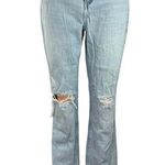 ZARA  Women's Blue Denim High Rise Distressed Raw Hem Slit Ankle Boot Cut Jeans 8 Photo 0