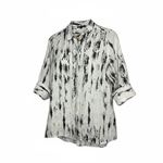 Boho Chic Linen Abstract Print Button Down Shirt Black White Women Size Medium Photo 10