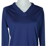 Givenchy 60s 70s Vintage Sport Preppy Blue V-Neck Ruffle Sweater. S/M. Old Money Photo 5