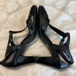 Aerosoles  Buttered Role Black Patent Leather T Strap Heels Shoes Snakeskin 10M Photo 10
