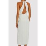 Michelle Mason Midi Dress Women's 2 Off White Gown Halter Sleeveless Open Back Photo 1