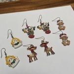 Lot Of 4 Dangle Drop Pierced Earrings Christmas Holiday Reindeer, Angel Photo 0