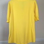 Flowy Yellow Boho Blouse Feminine Cottagecore Puff Sleeve Stretchy Large Top Photo 4
