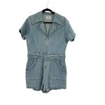 Show Me Your Mumu  Outlaw Romper Denim‎ Zip Front Belted Blue Size XL Photo 2